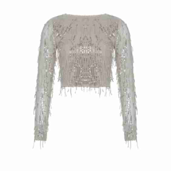 Sylvie Sequin Fringe Crop Top