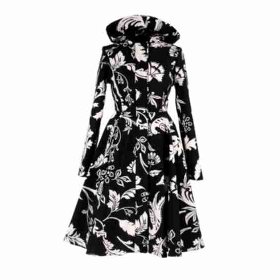 Floral Print Hooded Waterproof Coat