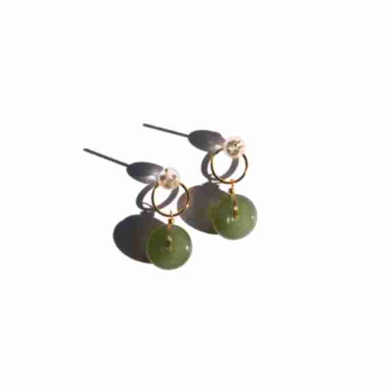 Coin Jade Hollow Earrings