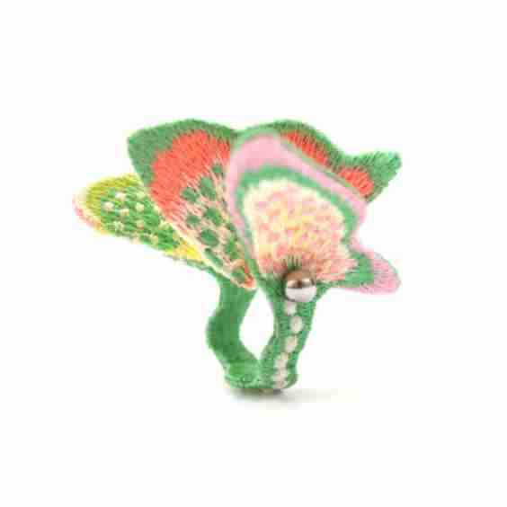 Land Butterfly Sculptural Embroidered Ring
