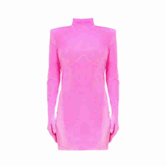 Long Sleeve Turtleneck Velvet Bodycon Party Mini Dress with Gloves