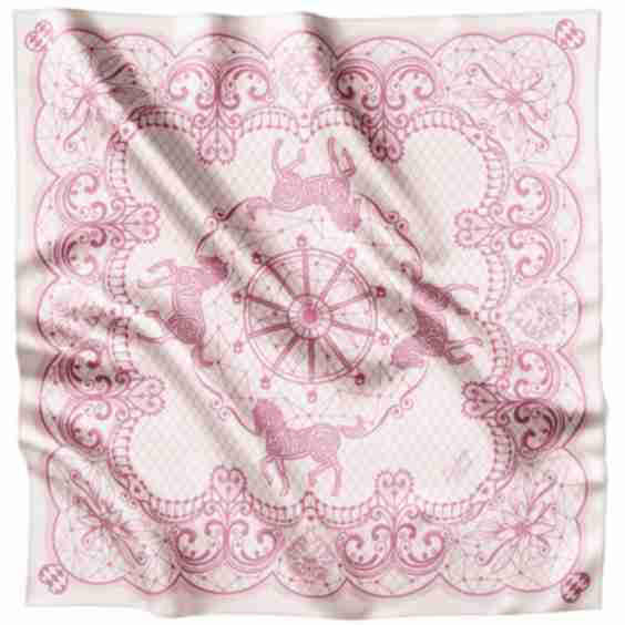Horse Festivity Rose Midi Silk Scarf