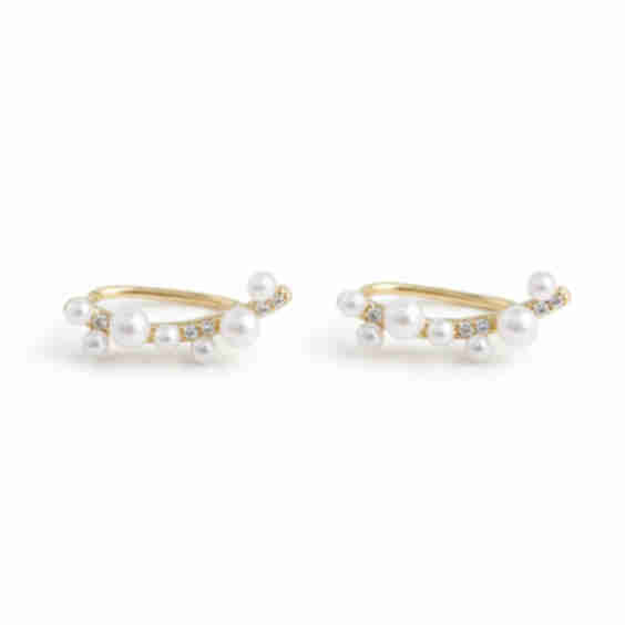 Minimalist Freshwater Pearl Climber Earrings