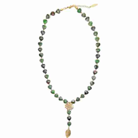 Heart Shaped Gemstone With Daisy Flower Necklace