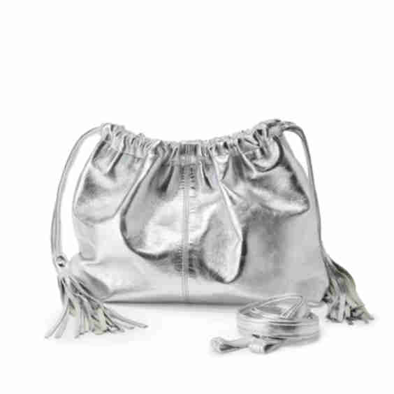 Leather Clutch Bag with Tassels
