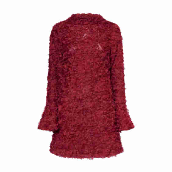 Delphine Burgundy 3D Floral Textured Mini Dress