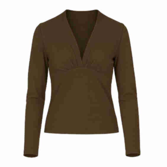 Seal Long Sleeve Faux Wrap Top In Stretch Jersey Sustainable Fabric