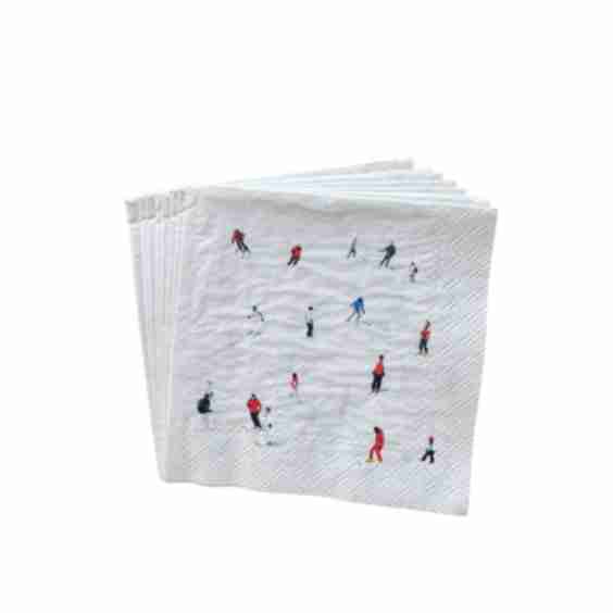 Skier Cocktail Size Paper Napkin