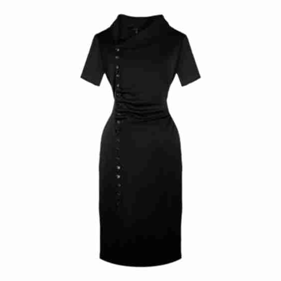 Pinnacle Stand Collar Detail Stretch Dress