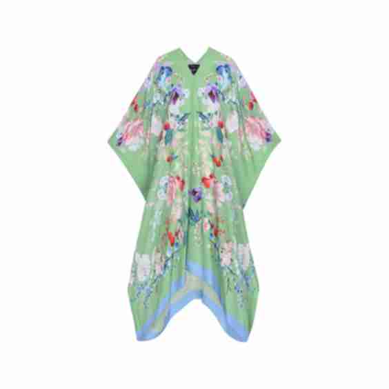 Watercolour Flowers Silk Georgette Kaftan