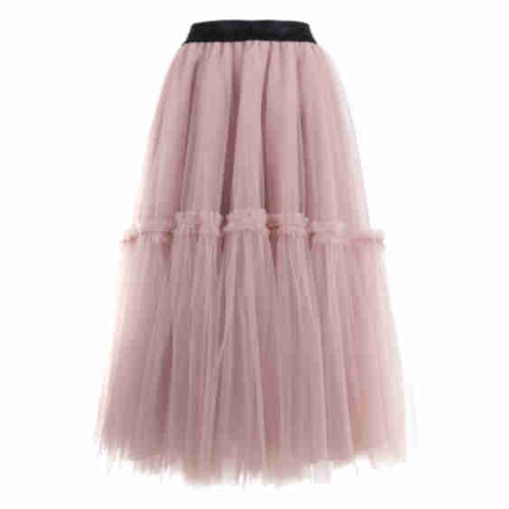 Ruffled Tulle Maxi Skirt