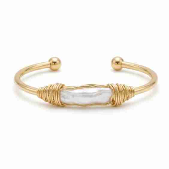 Lelia Keshi Pearl Handcrafted Indian Gold Bangle