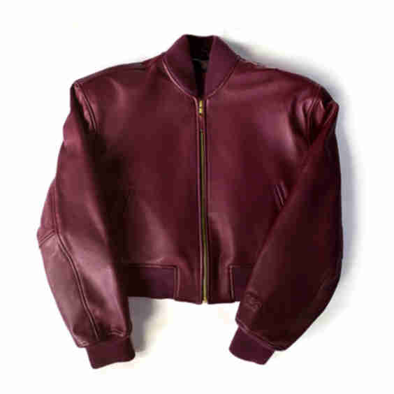 Cropped Leather Bomber Jacket