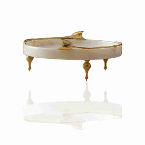 Marble Footed Serving Tray with Twin Tulip Detail & Sculptural Elevated Base