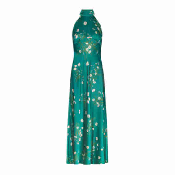 Floral Print Satin Maxi Dress