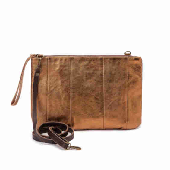 Bronze Leather Clutch Bag