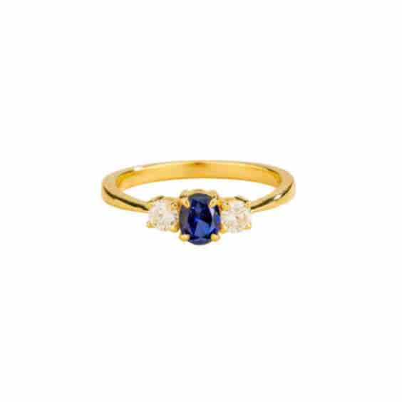 Boble Gold Ring Set With Sapphire & Diamonds