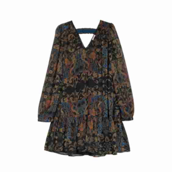 Short Dress with Sleeves Thin Cuffs and Buttons