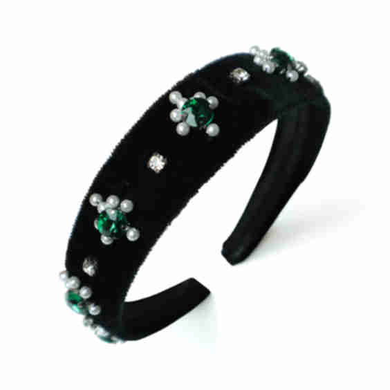 Aida Crystal Hand Embellished Velvet Headband