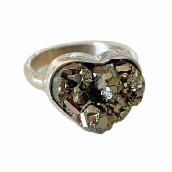 Heart Shaped Pyrite Fools Gemstone Ring