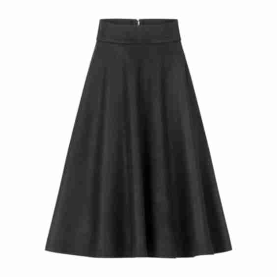 Wool A-Line Skirt With High Waist And Pockets 