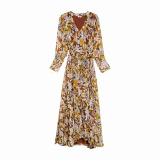 Long Dress with A V-Neck and Floral Print