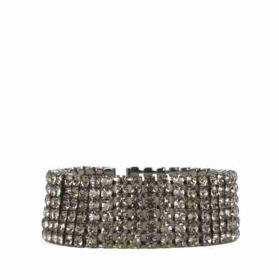 Asteria Choker with Strands of Rhinestones in Oxidized Silver