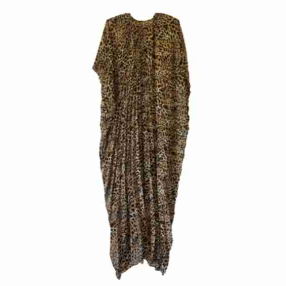 Leopard Chiffon Pleated Caftan