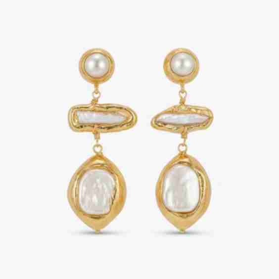 Lelia Natural Keshi Pearl Statement Dangle Earrings