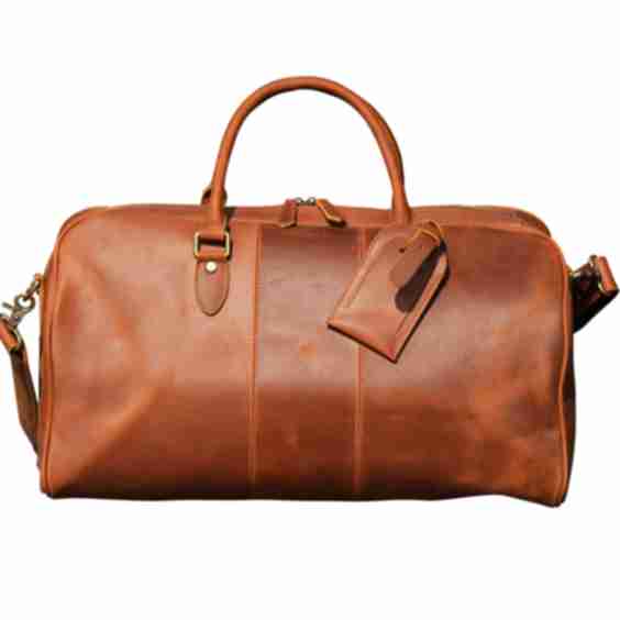 Genuine Leather Duffle with Luggage Tag