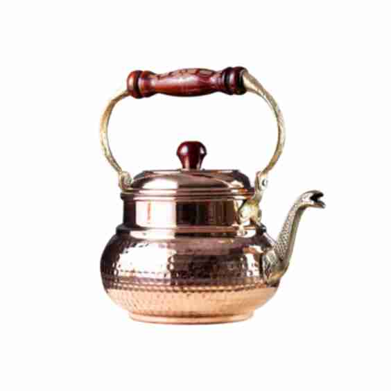 Hammered Copper Teapot With Engraved Handle