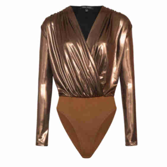 Premium Jersey Metallic Wrap Bodysuit