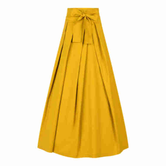 High Waisted Full Skirt With Big Waistband Bow