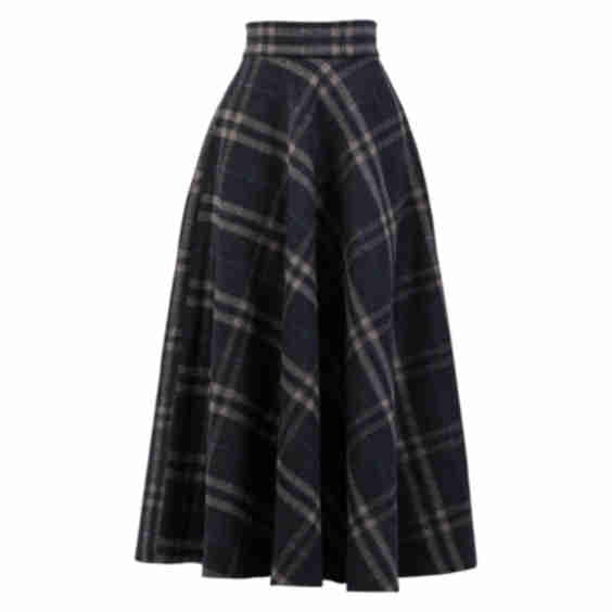 Tartan Floor Length Skirt With High Waist And Pockets