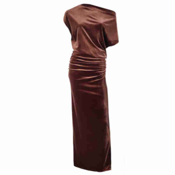 Over And Out Copper Velvet Maxi Dress