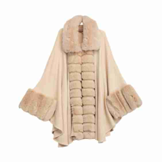 Poncho with Horizontal Details On The Front Coat