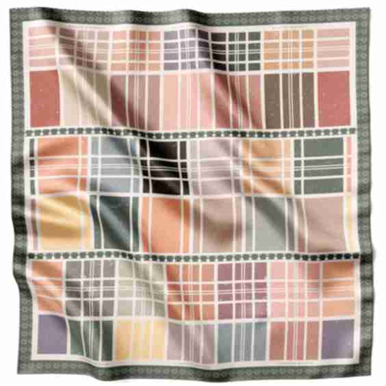 Tuch 70 Soft Grid Retro Midi Silk Twill Scarf