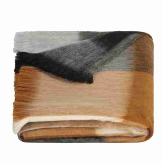 Scarf Shawl Blocked Black Grey Naturals Alpaca Wool