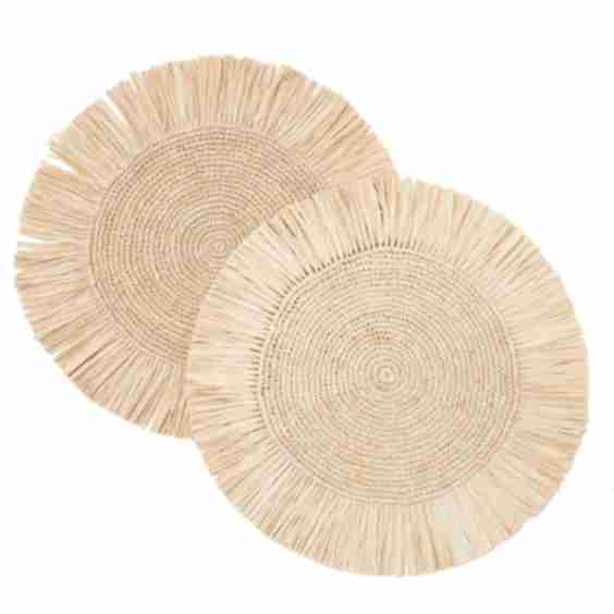 Pahiyas Woven Raffia Fringe Placemats Natural