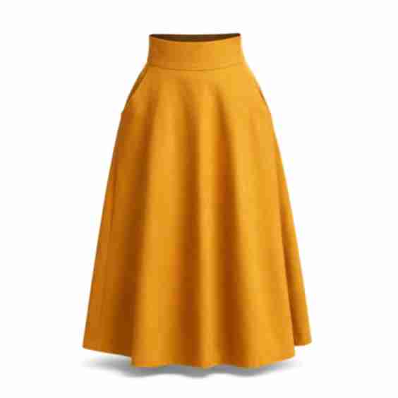 Flared Midi Cotton Skirt with High Waist Pockets