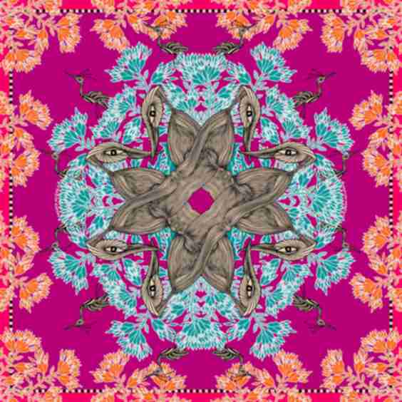 Parata Nuziale Purple The Square Silk Scarf Design In France Made In Italy