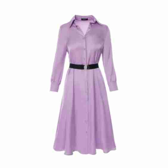 Midi Shirt Dress With Leather Belt 