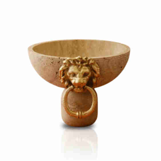 Lion Handmadde Travertine Decorative Bowl