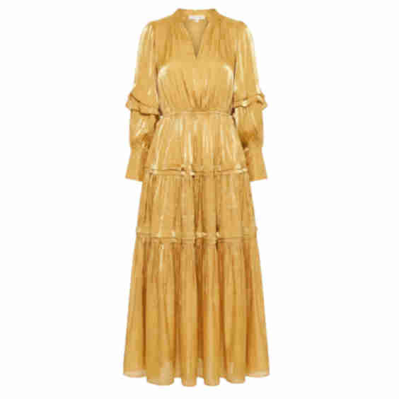 Silky Feeling Organza Dress With Ruffle Design