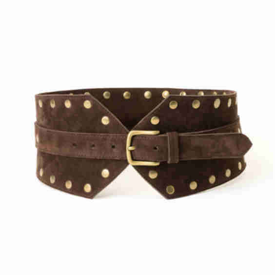 Suede Wide Belt with Studs