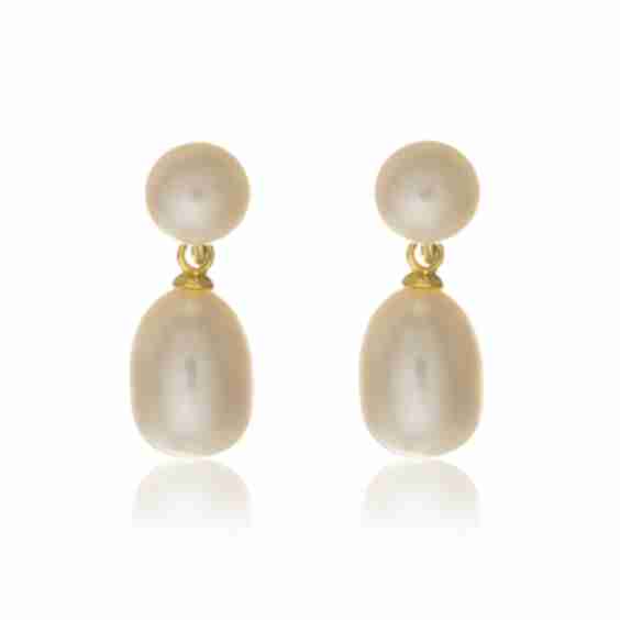 Glebe Double White Pearl & Gold Vermeil Drop Earrings