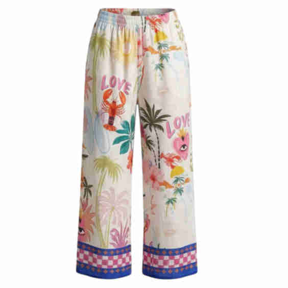 Mercy Tropical Statement Print Wide-Leg Trousers