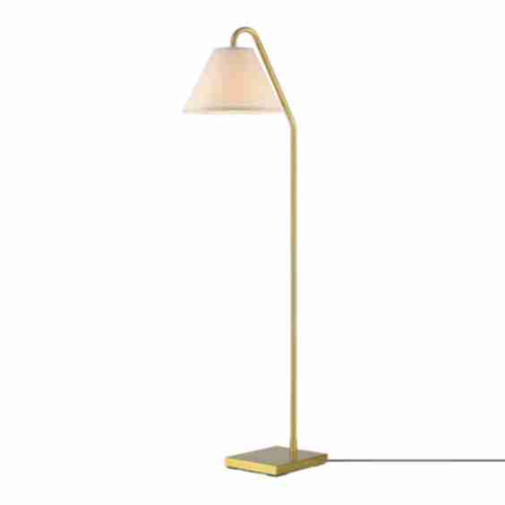 62" Tall Arc Floor Lamp with Beige Fabric Shade