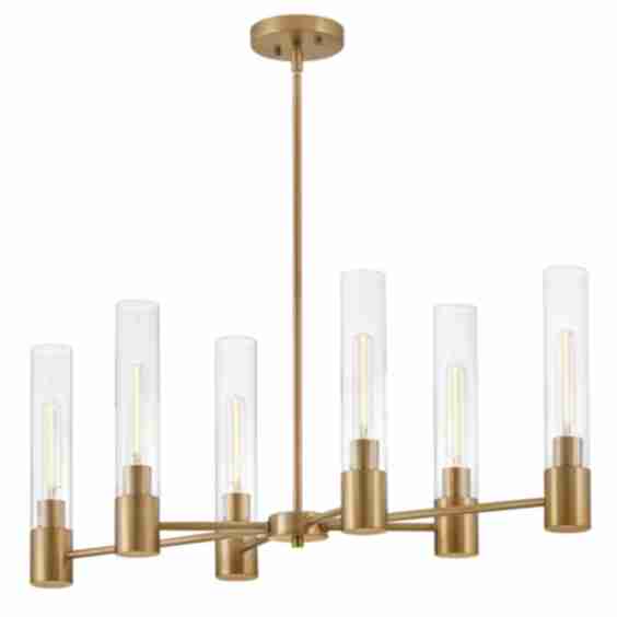Shea 6 Light 34" Wide Linear Chandelier with Clear Glass Shades