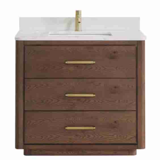 Porto 36" Free Standing Single Basin Vanity Set with Cabinet and Quartz Vanity Top